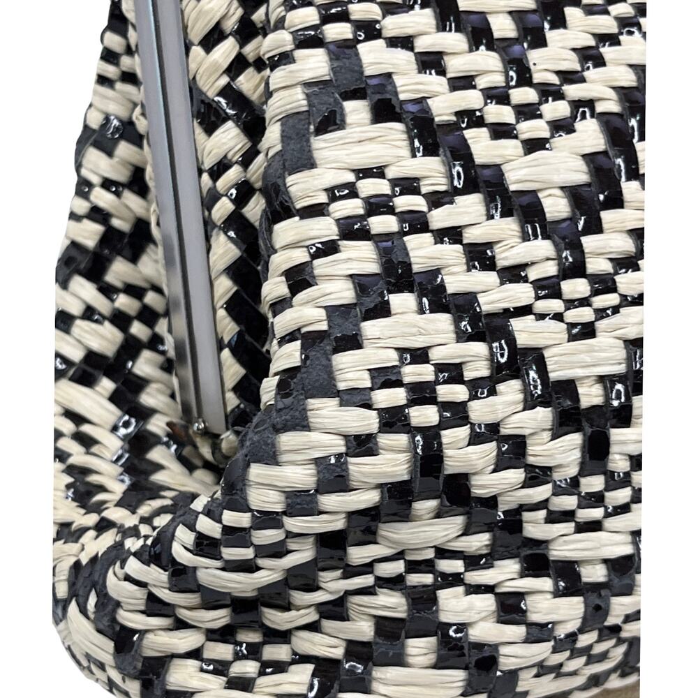 Marni Woven Frame HandBag Black Cream Resin Top Handle Italy Statement Modern - Picture 13 of 14